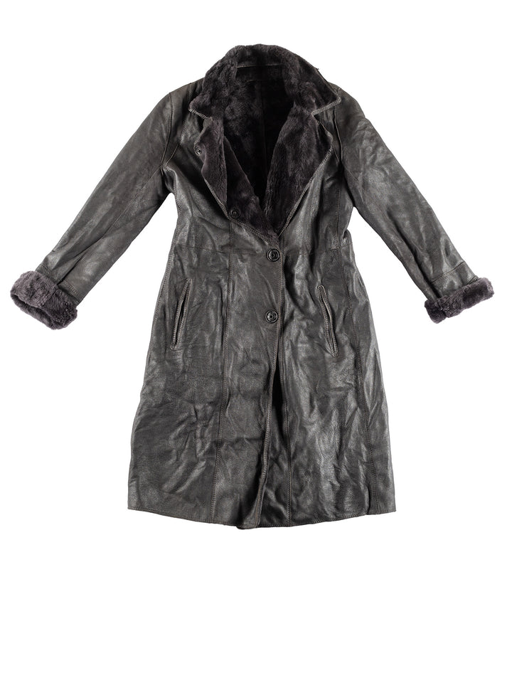 Vintage 70's Women Sheepskin Coat in GrayMN437