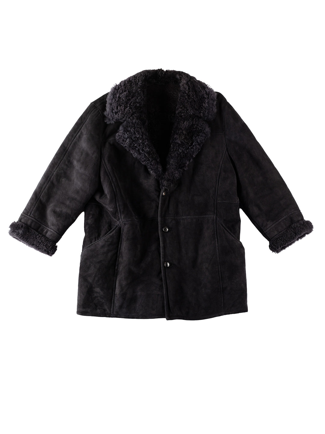 Vintage 80's Men Sheepskin Coat in BlackVN353