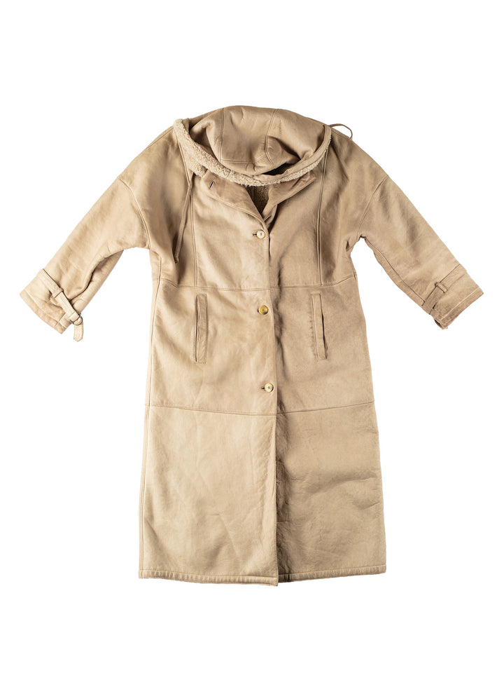 Vintage 90's Women Sheepskin Coat in BeigeMN234