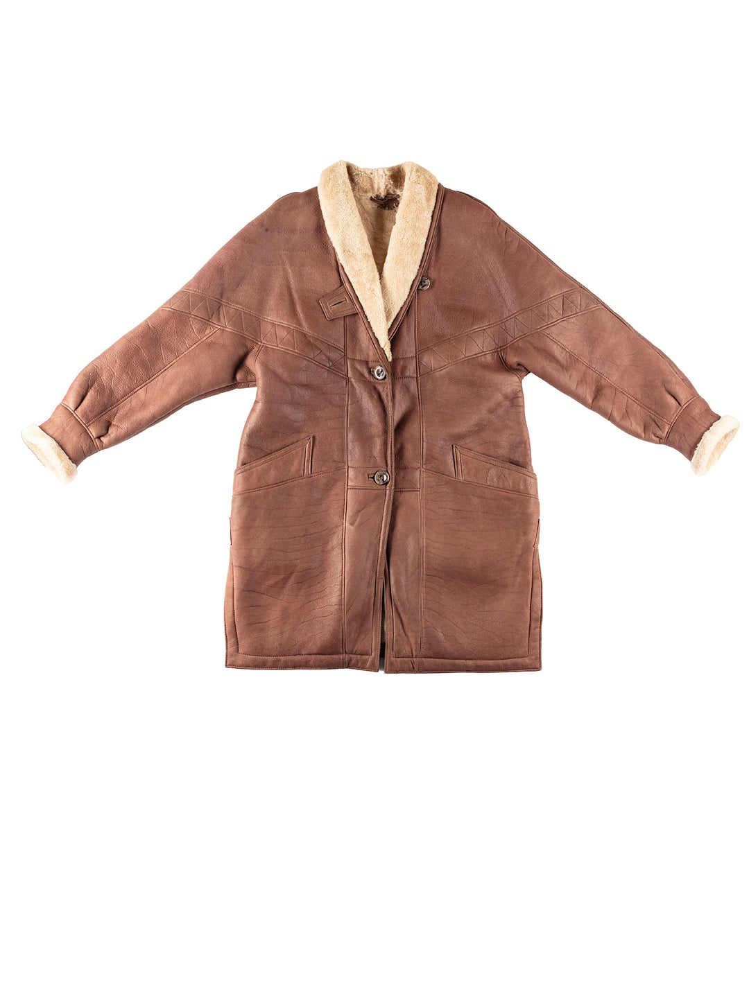 Vintage 80's Women Sheepskin Coat in BrownMN190