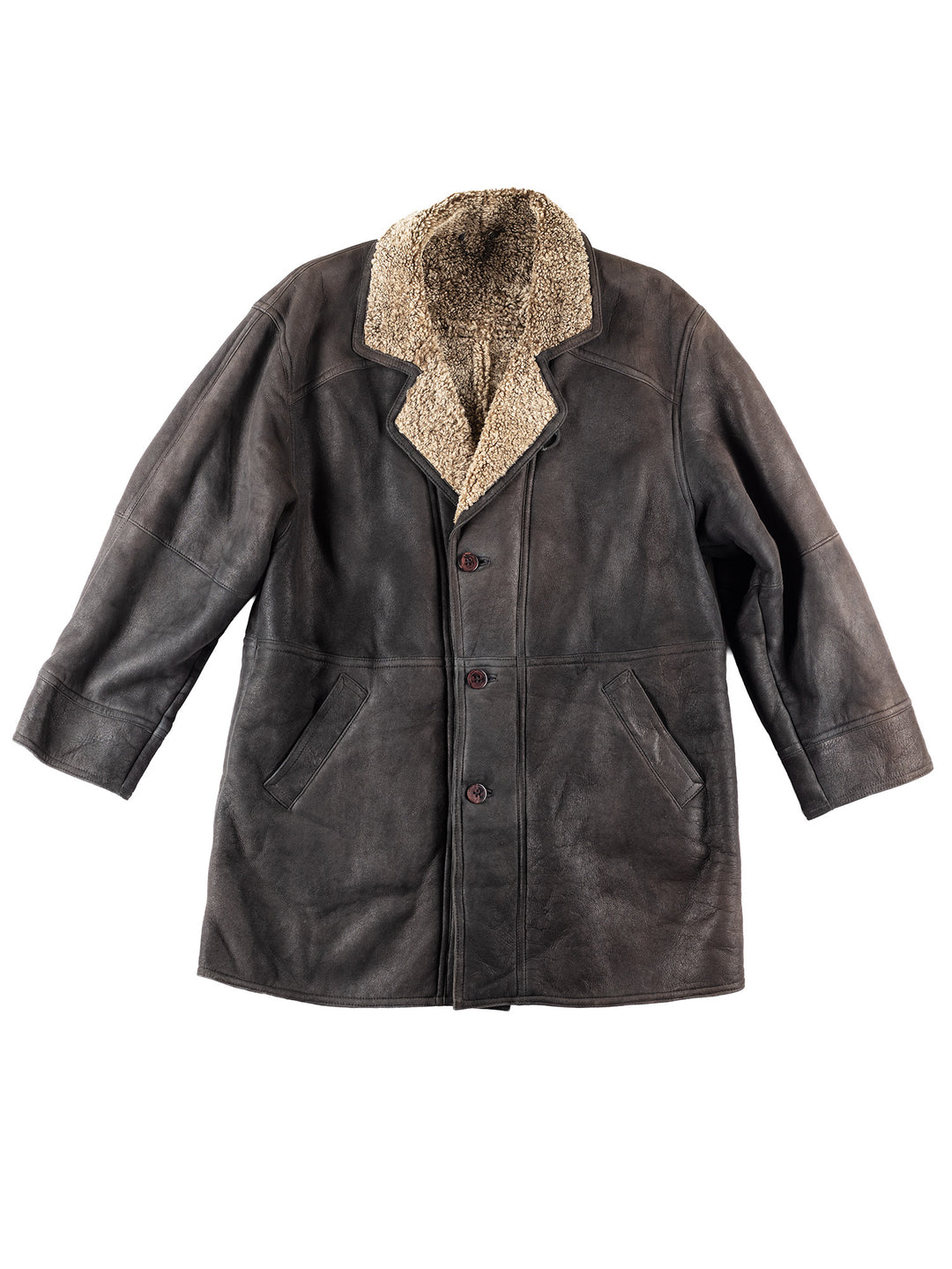 Vintage 90's Men Sheepskin Coat in Black