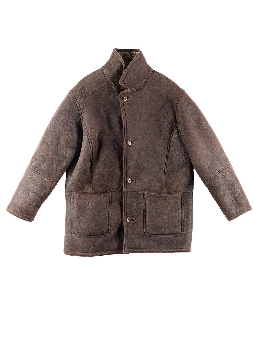 Vintage 80's Men Sheepskin Coat in Brown