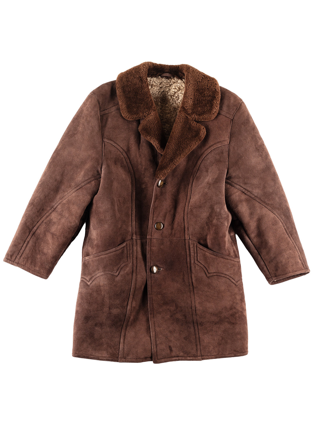 Vintage 70's Men Sheepskin Coat in Brown