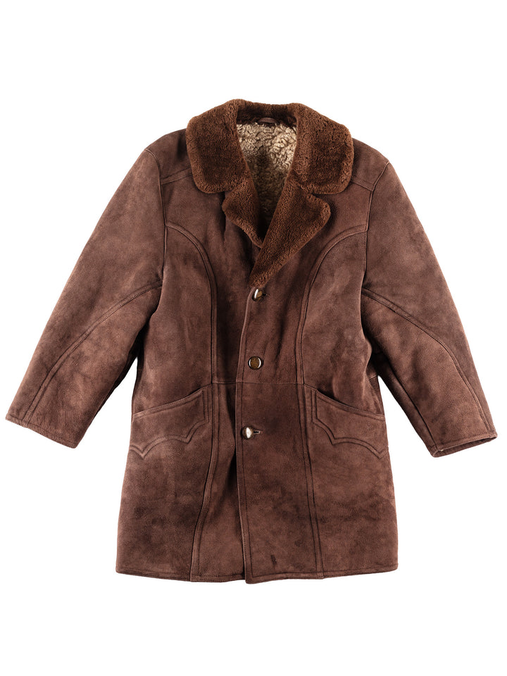 Vintage 70's Men Sheepskin Coat in Brown