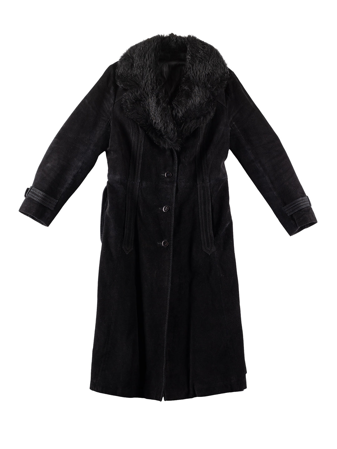 Vintage 70's Women Suede Coat in BlackMN257