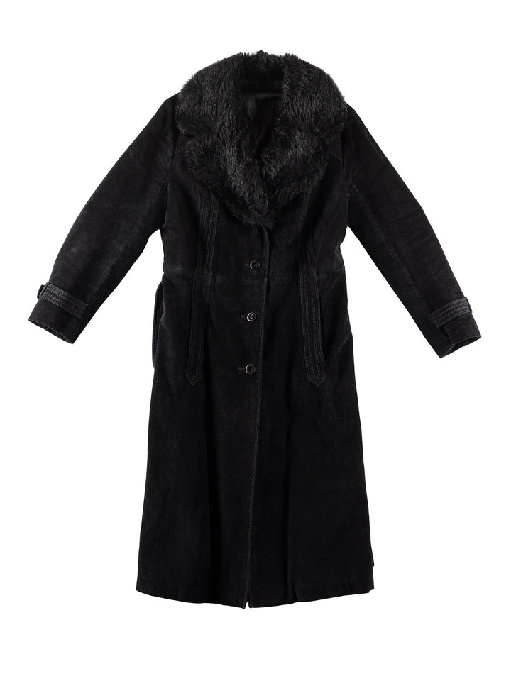 Vintage 70's Women Suede Coat in BlackMN257