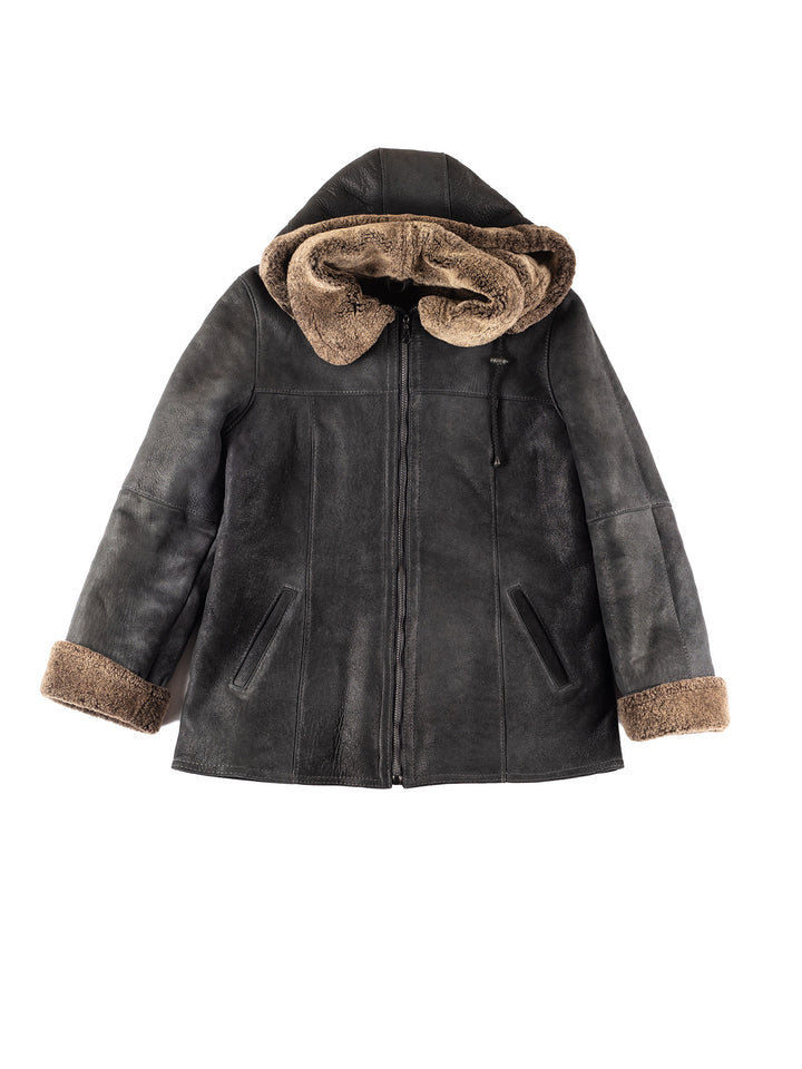Vintage 00's Women Sheepskin Coat in Black