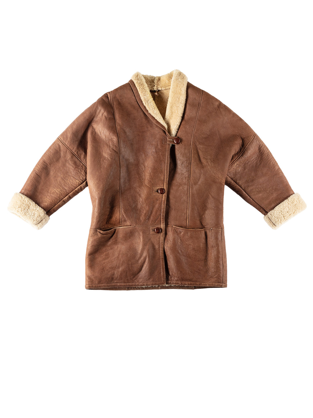 Vintage 80's Women Sheepskin Coat in BrownMN513