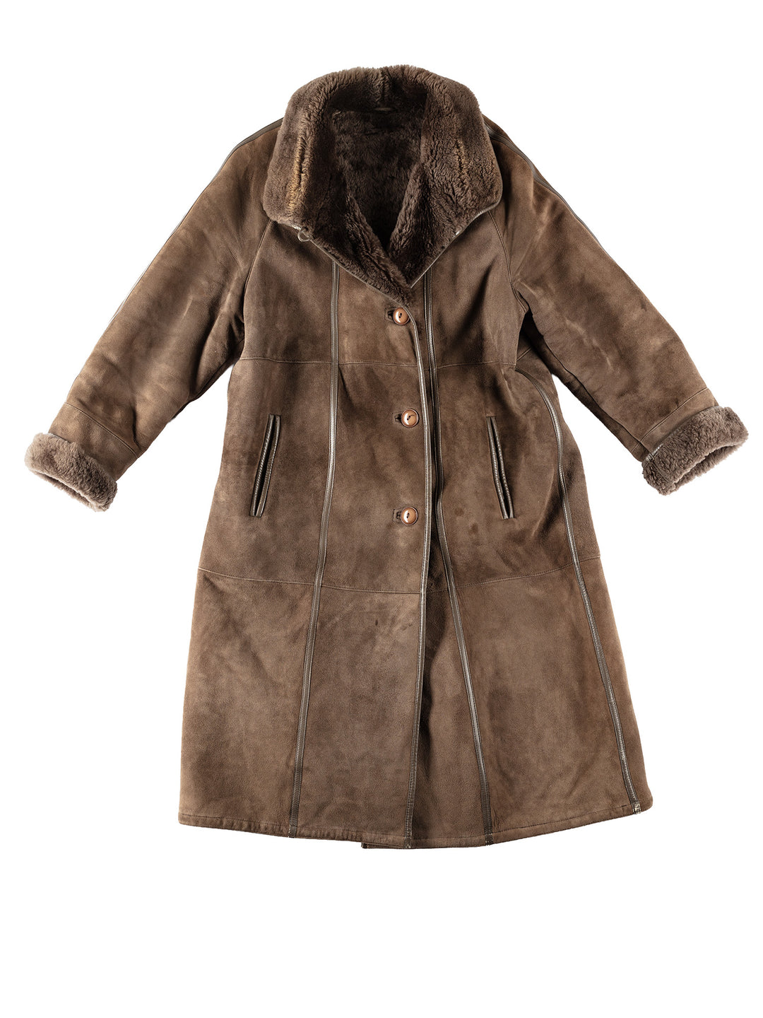 Vintage 80's Women Sheepskin Coat in BrownMN157
