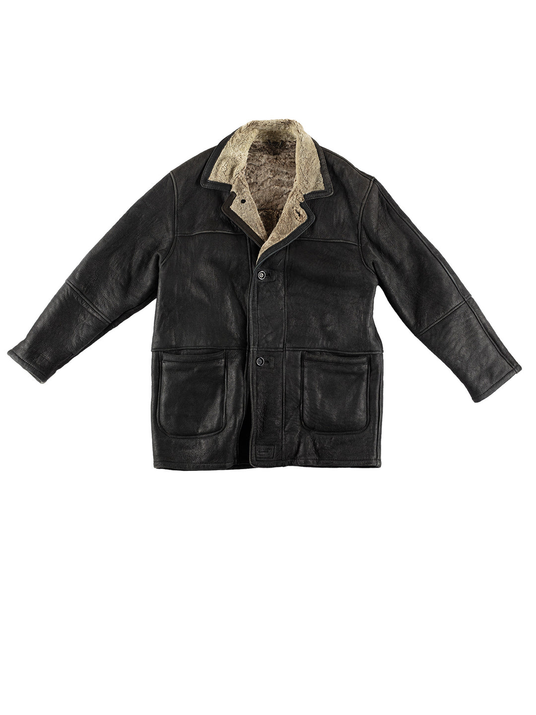 Vintage 80's Men Sheepskin Coat in BlackVN505