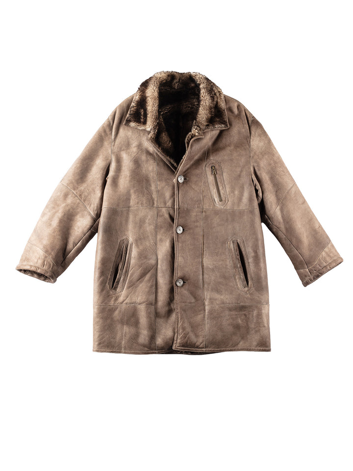 Vintage 90's Men Sheepskin Coat in BeigeVN158