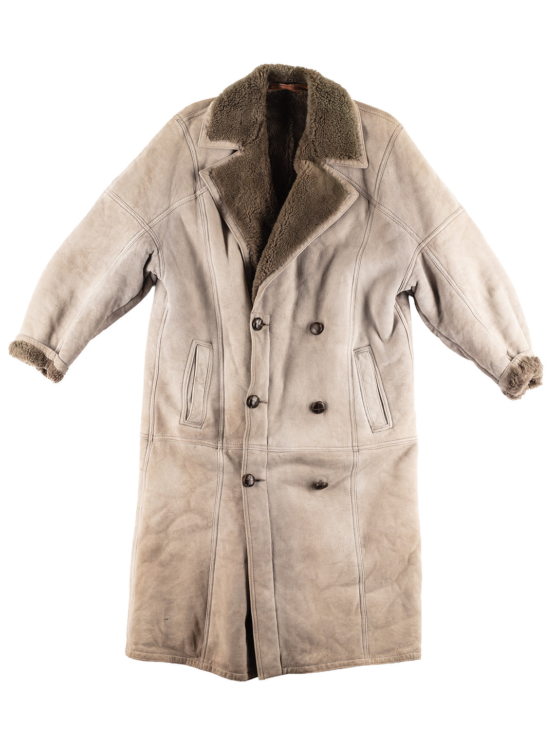 Vintage 80's Men Sheepskin Coat in Gray