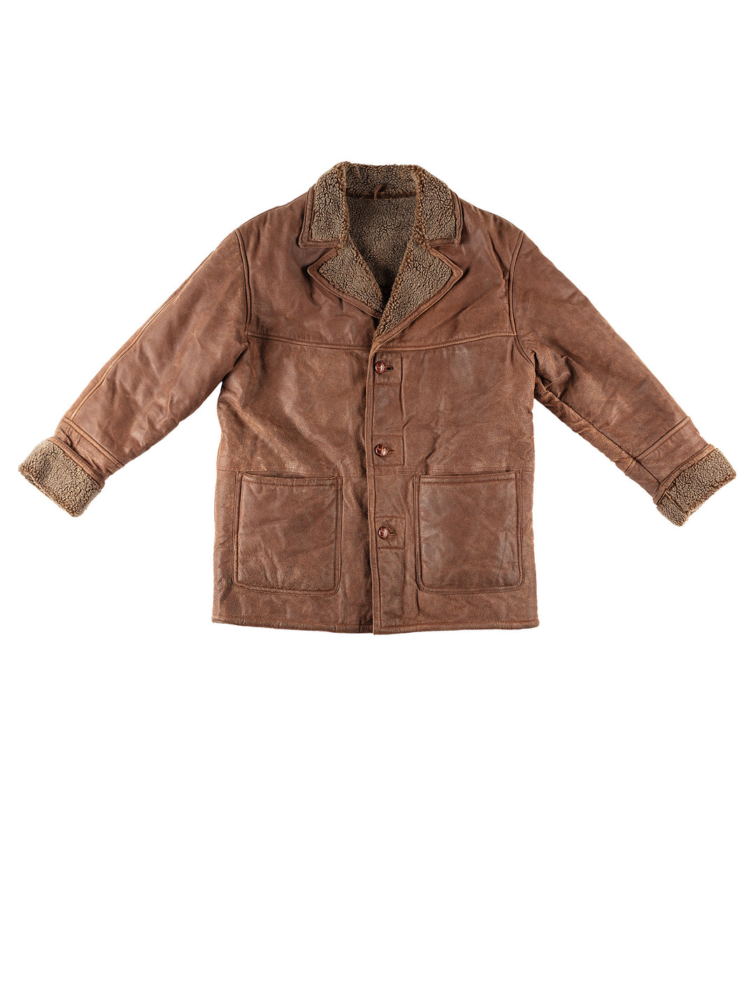 Vintage 80's Men Sheepskin Coat in BrownVN215