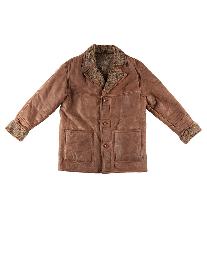 Vintage 80's Men Sheepskin Coat in BrownVN215