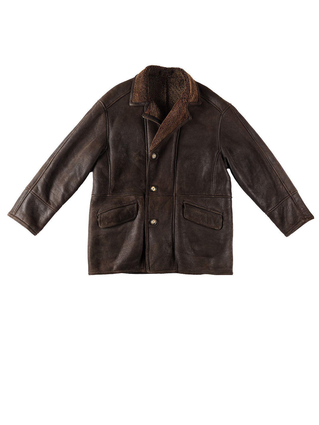 Vintage 80's Men Sheepskin Coat in BrownVN357