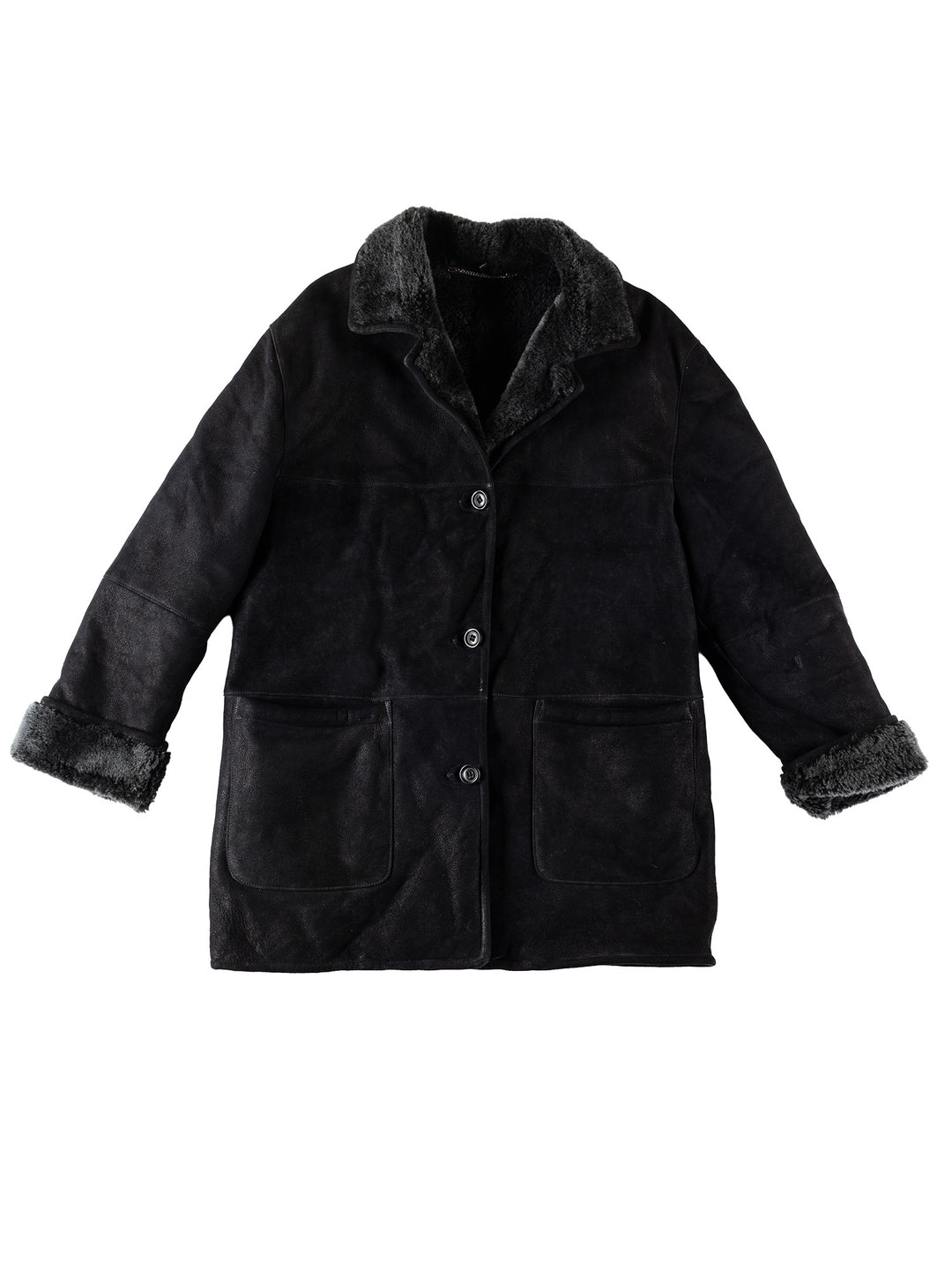 Vintage 80's Women Sheepskin Coat in BlackMN530