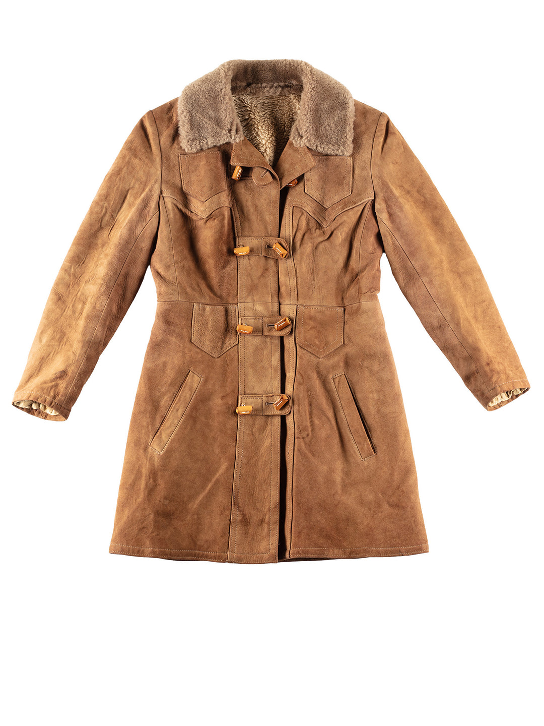 Vintage 70's Women Faux Sheepskin Coat in BrownMN258