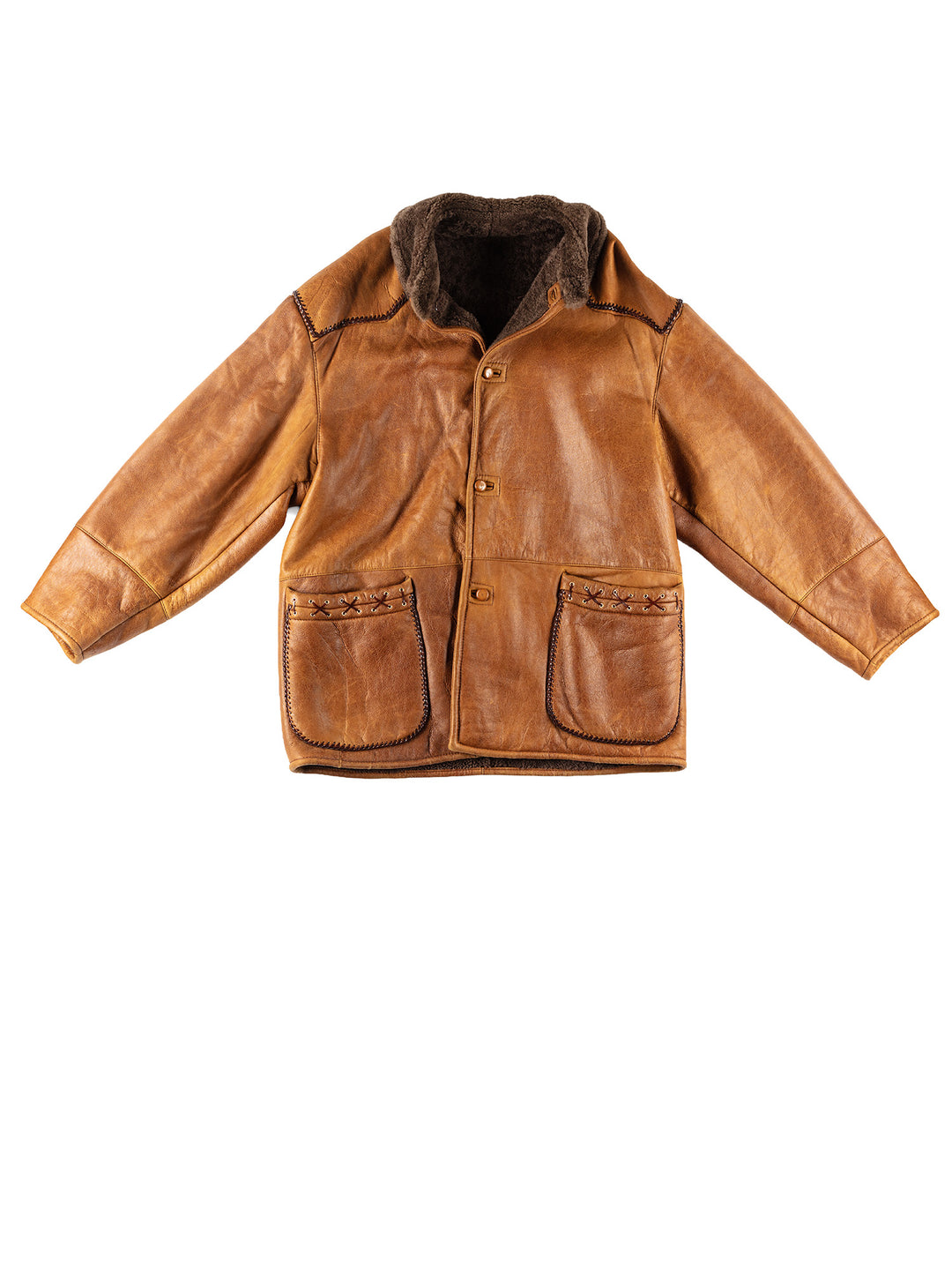 Vintage 80's Men Sheepskin Coat in BrownVN219