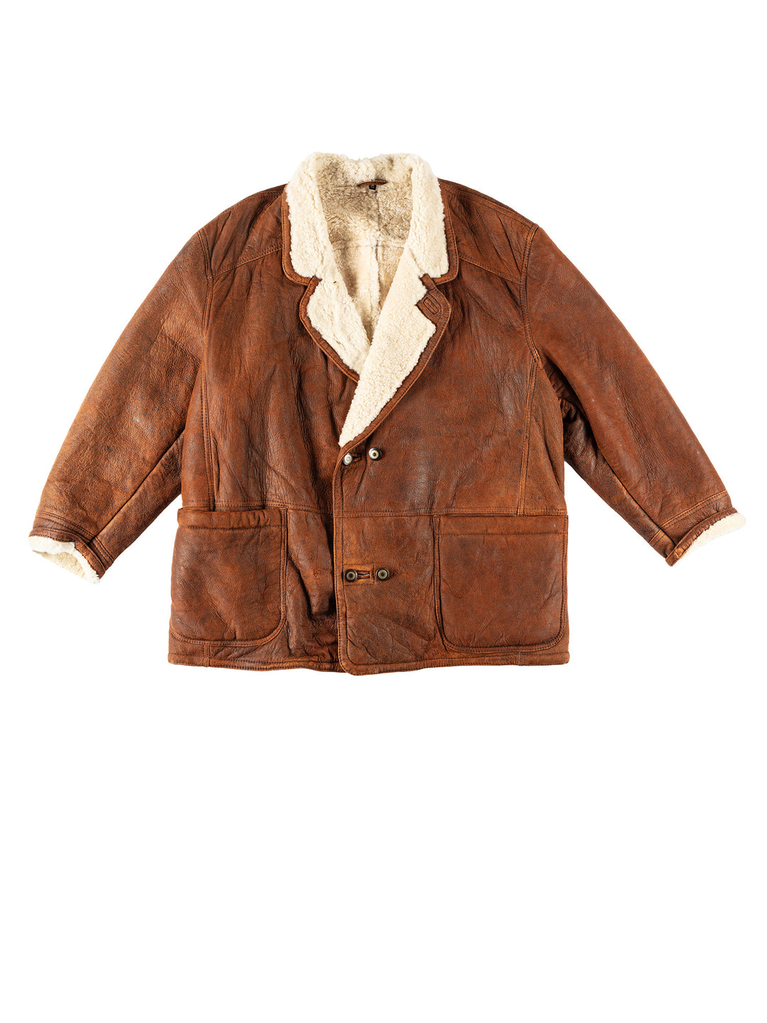 Vintage 80's Men Sheepskin Coat in BrownVN110