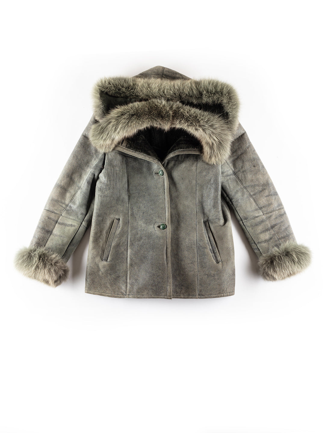 Vintage 70's Women Sheepskin Vest in GrayMN252
