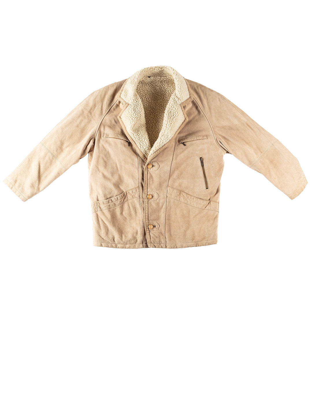 Vintage 90's Men Faux Sheepskin Coat in BeigeVN378