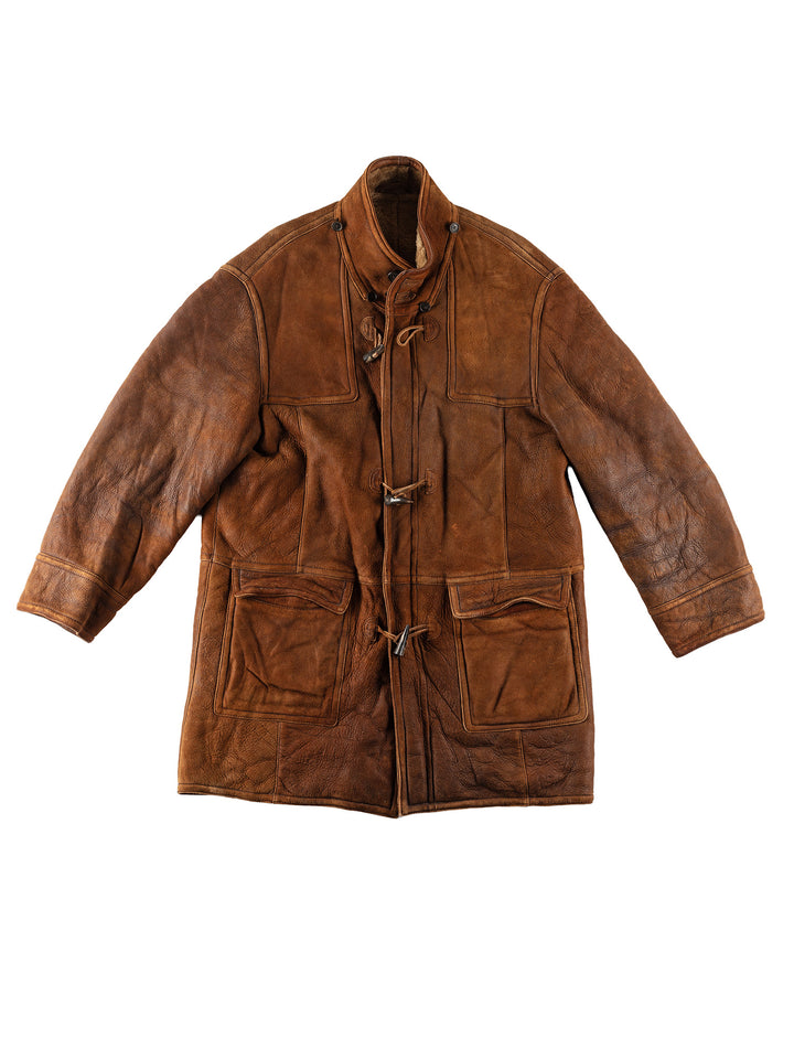 Vintage 80's Men Sheepskin Coat in BrownVN175