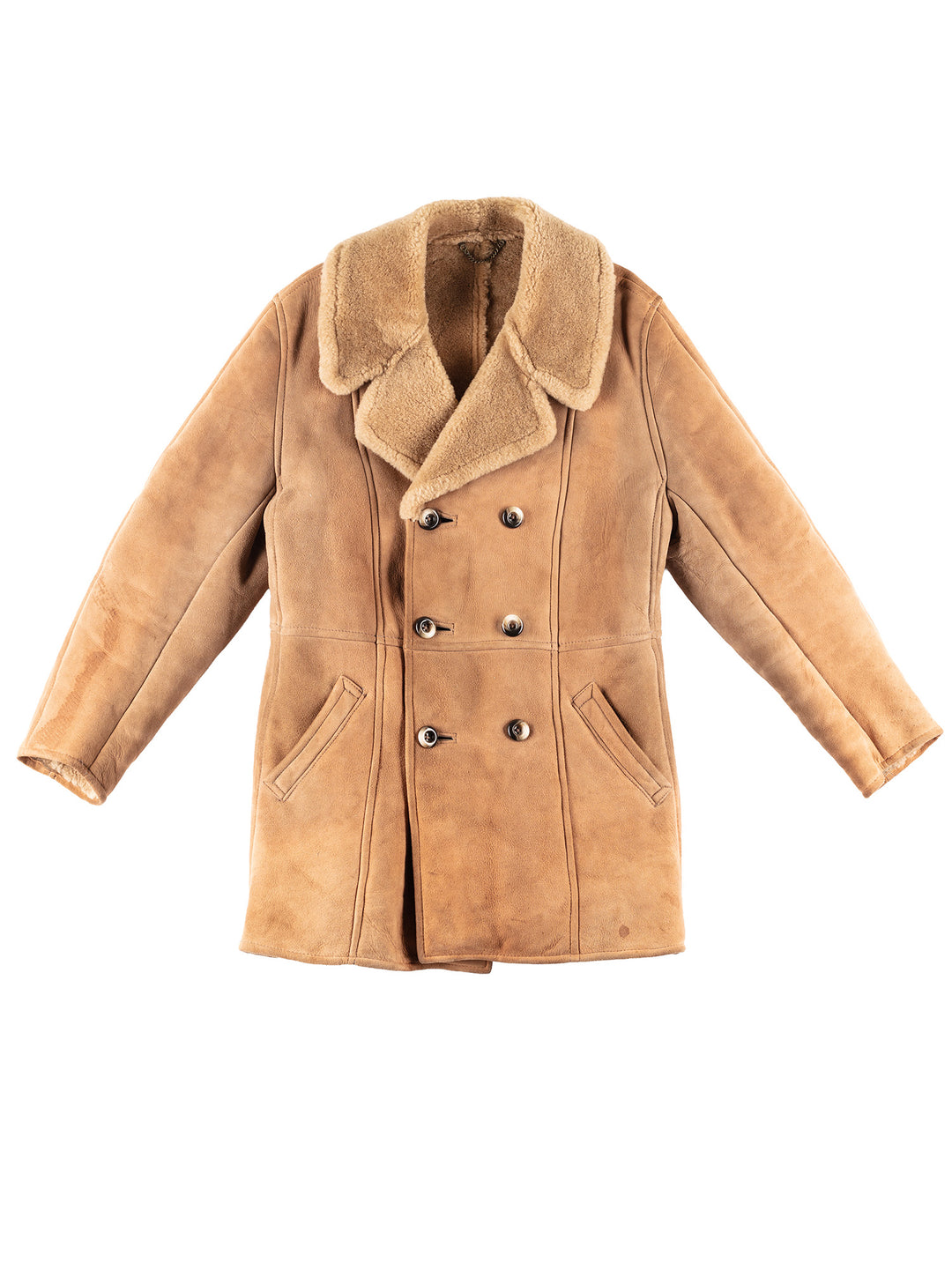 Vintage 70's Men Sheepskin Coat in Beige
