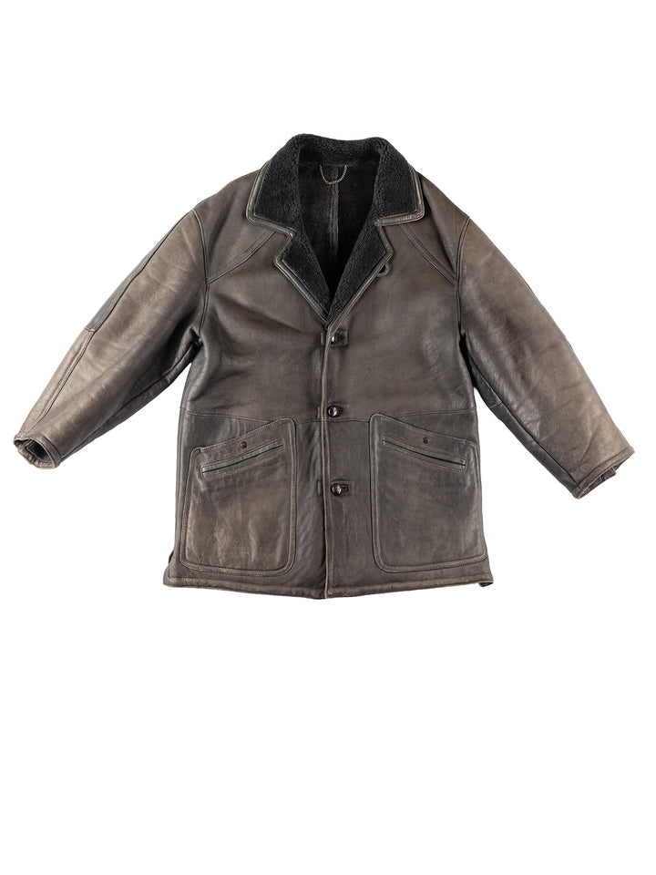 Vintage 80's Men Sheepskin Vest in GrayVN211