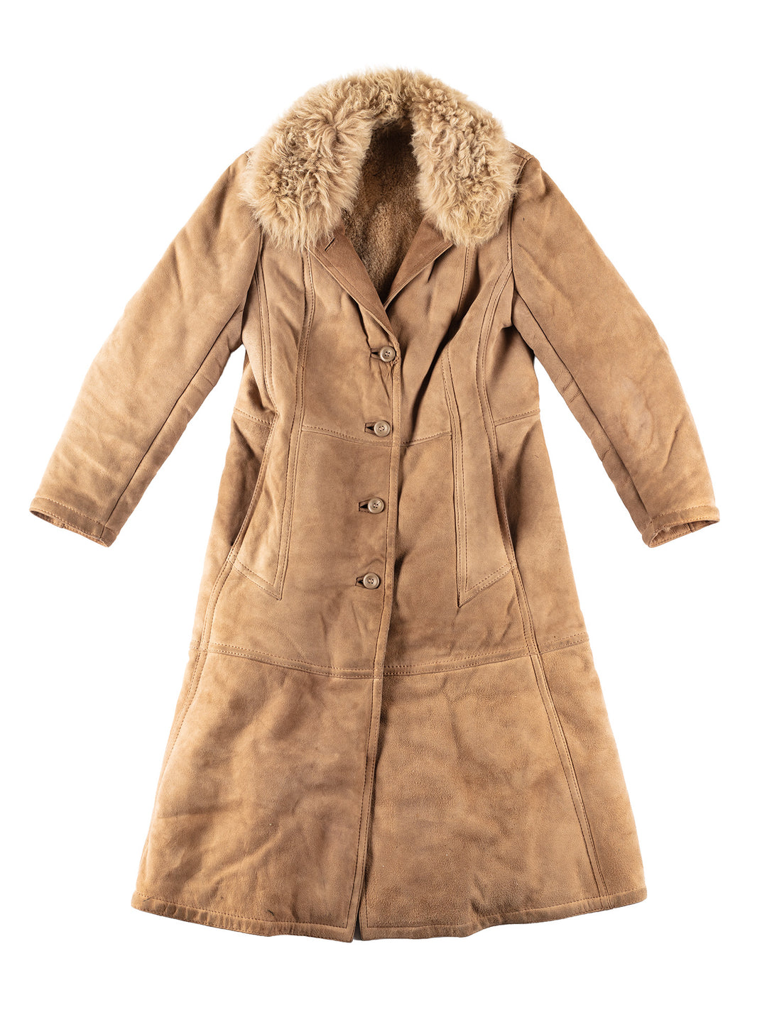 Vintage 90's Women Sheepskin Coat in BeigeMN216