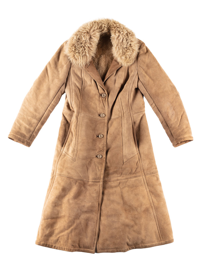 Vintage 90's Women Sheepskin Coat in BeigeMN216