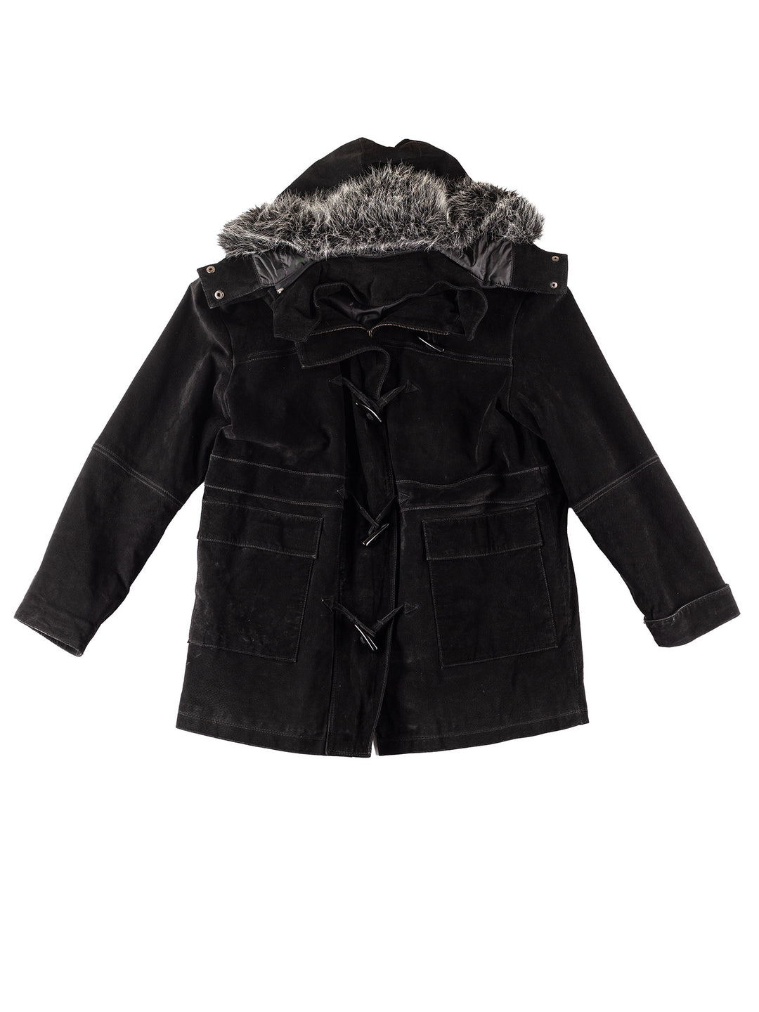 Vintage 90's Women Suede Coat in Black