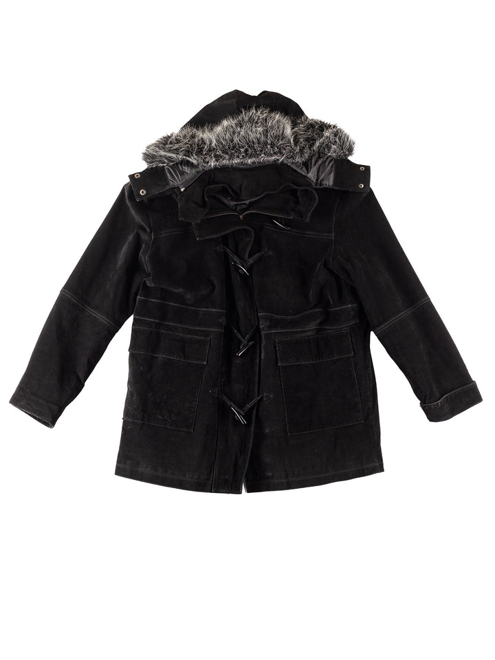 Vintage 90's Women Suede Coat in Black