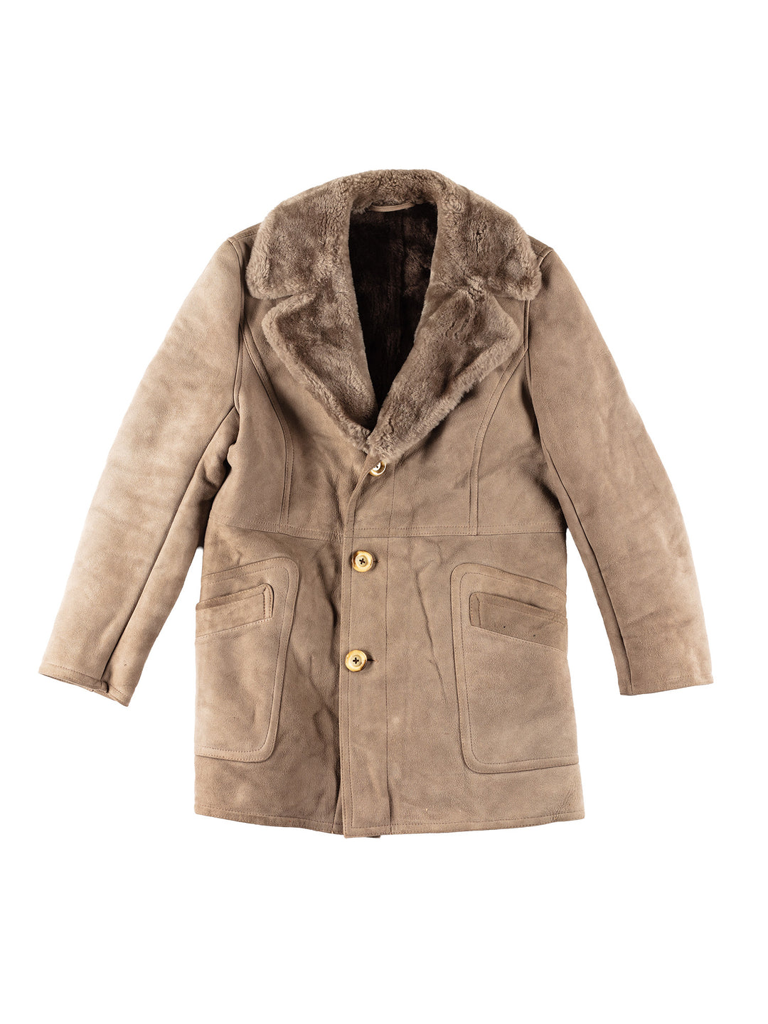 Vintage 80's Men Sheepskin Coat in GrayVN223