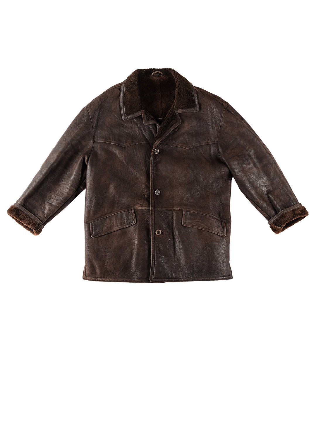 Vintage 80's Men Sheepskin Coat in BrownVN339