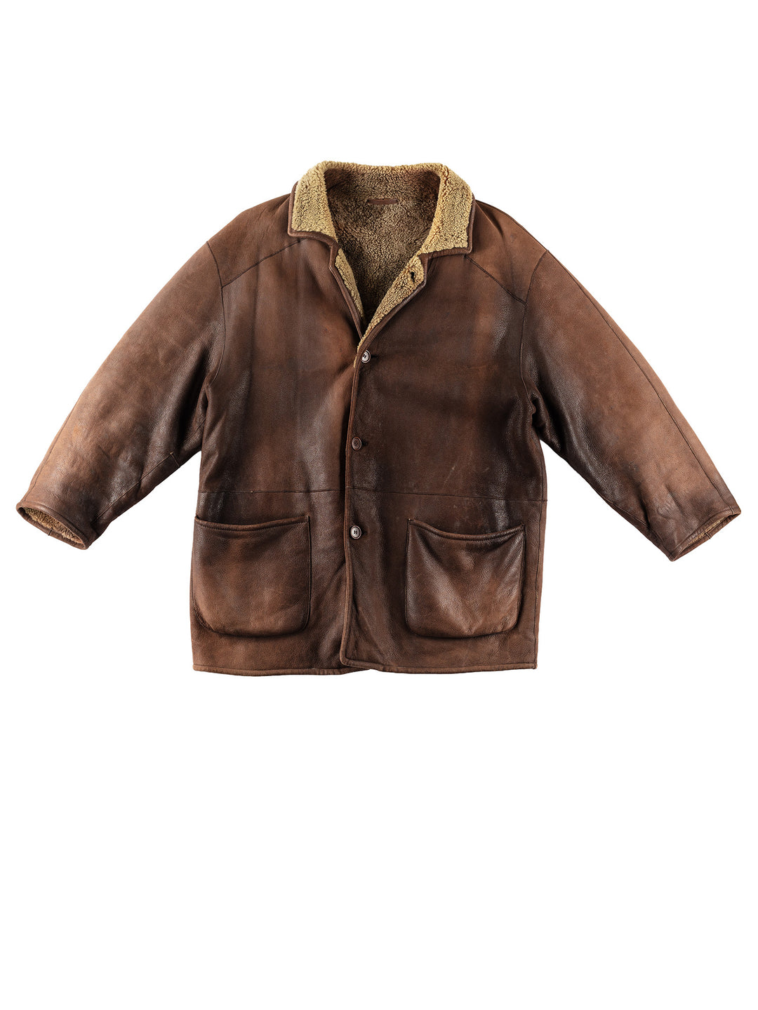 Vintage 80's Men Sheepskin Coat in BrownVN171