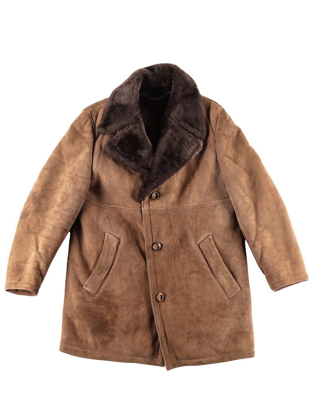 Vintage 70's Men Sheepskin Coat in Brown