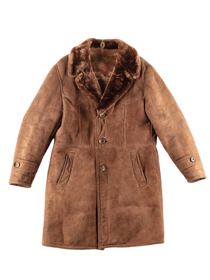 Vintage 70's Men Sheepskin Coat in Brown