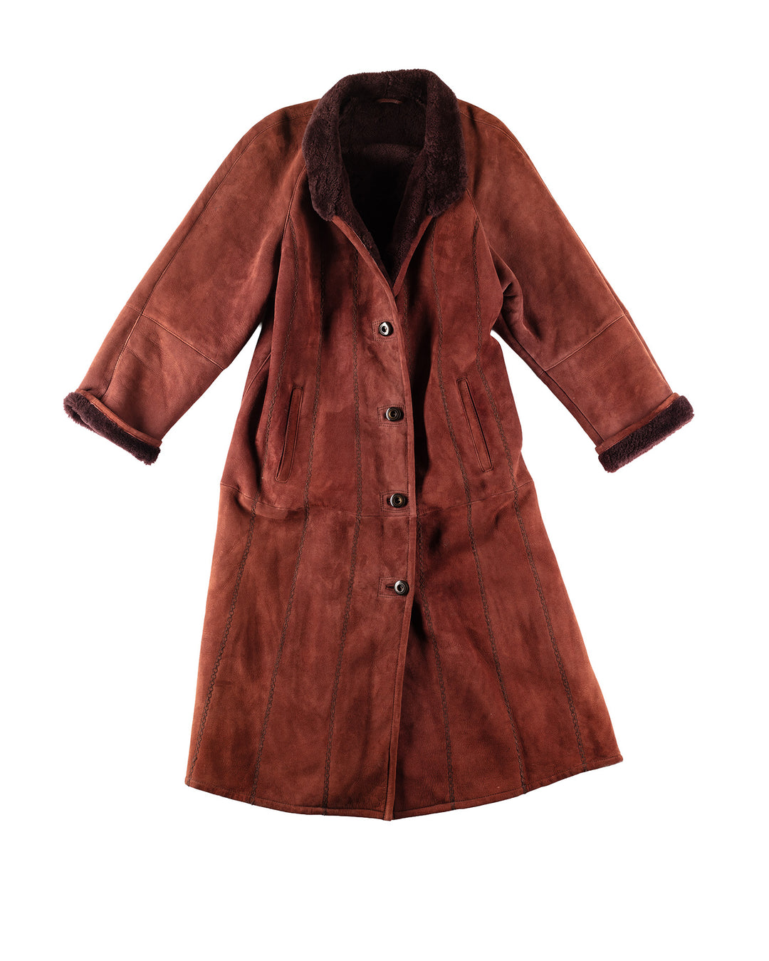 Vintage 90's Women Sheepskin Coat in RedMN215