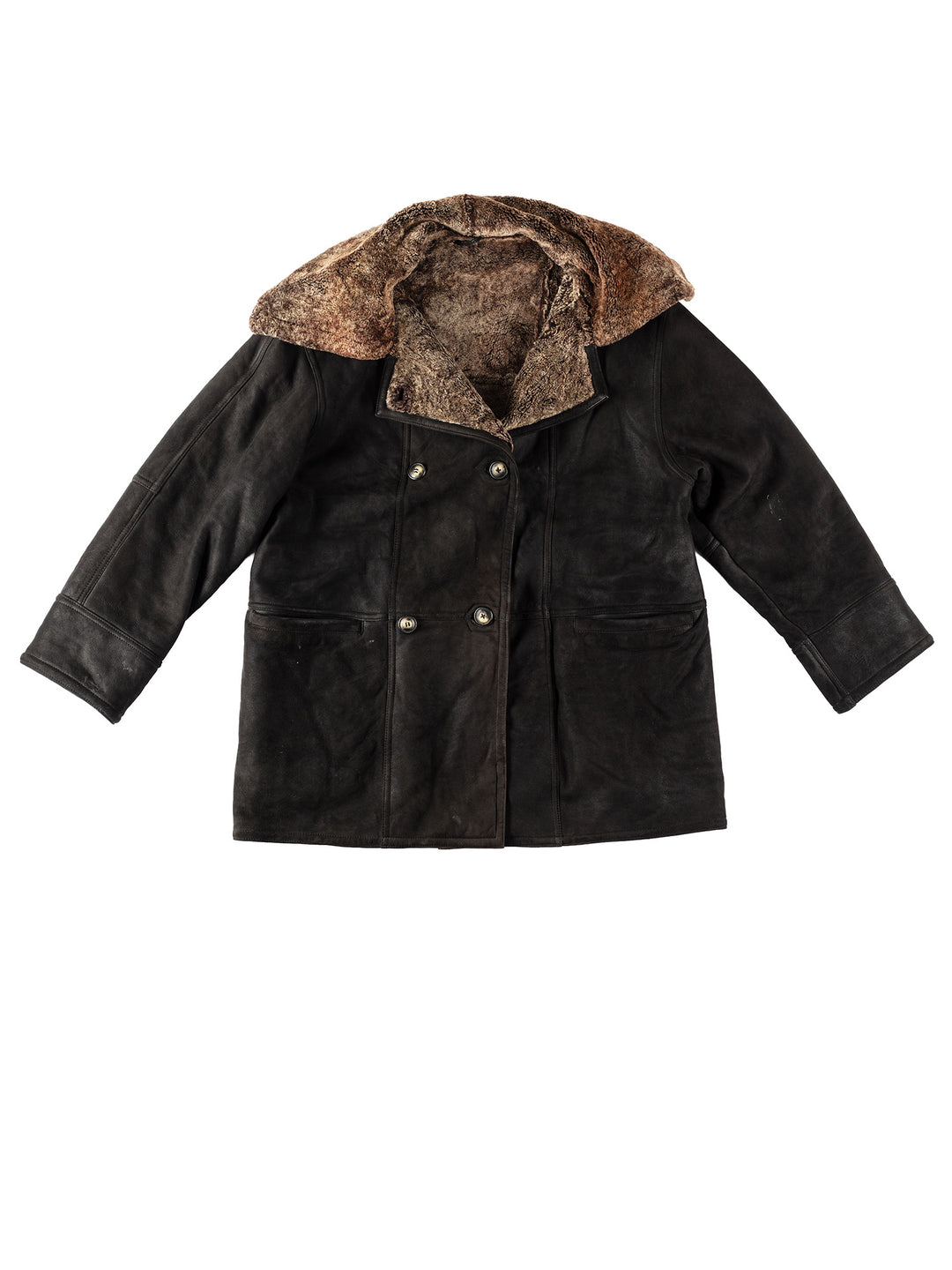 Vintage Women Sheepskin Coat in BlackMN138