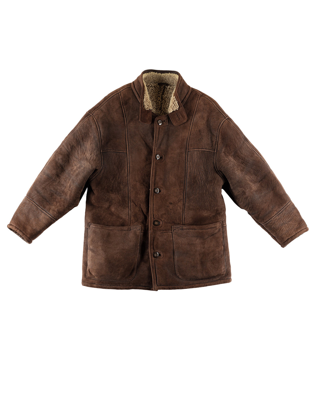 Vintage 80's Men Sheepskin Coat in BrownVN487