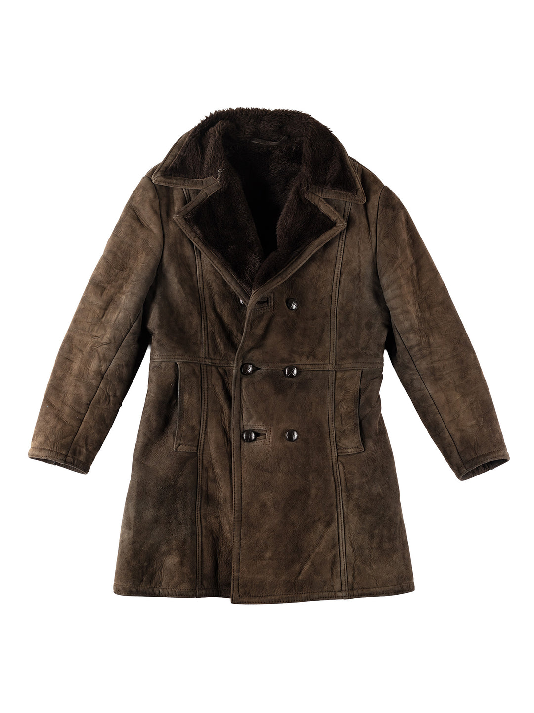 Vintage 70's Men Faux Sheepskin Coat in BrownVN137