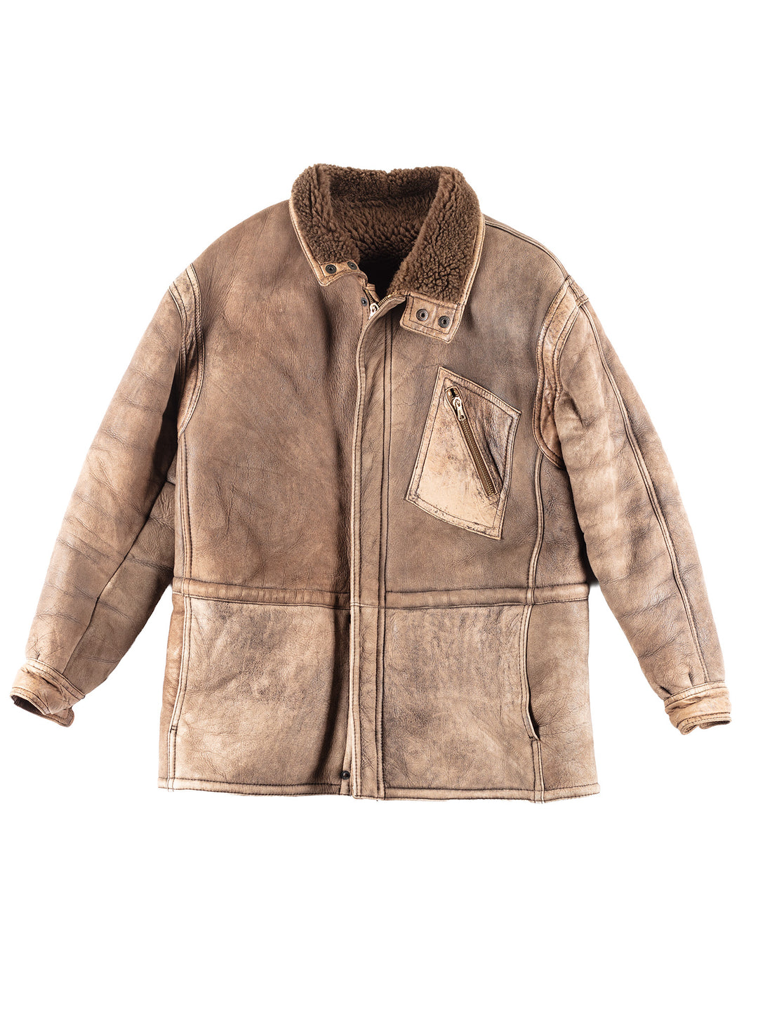 Vintage 80's Men Sheepskin Coat in Brown