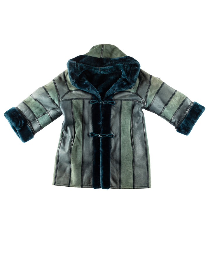 Vintage 80's Women Sheepskin Coat in GreenMN241