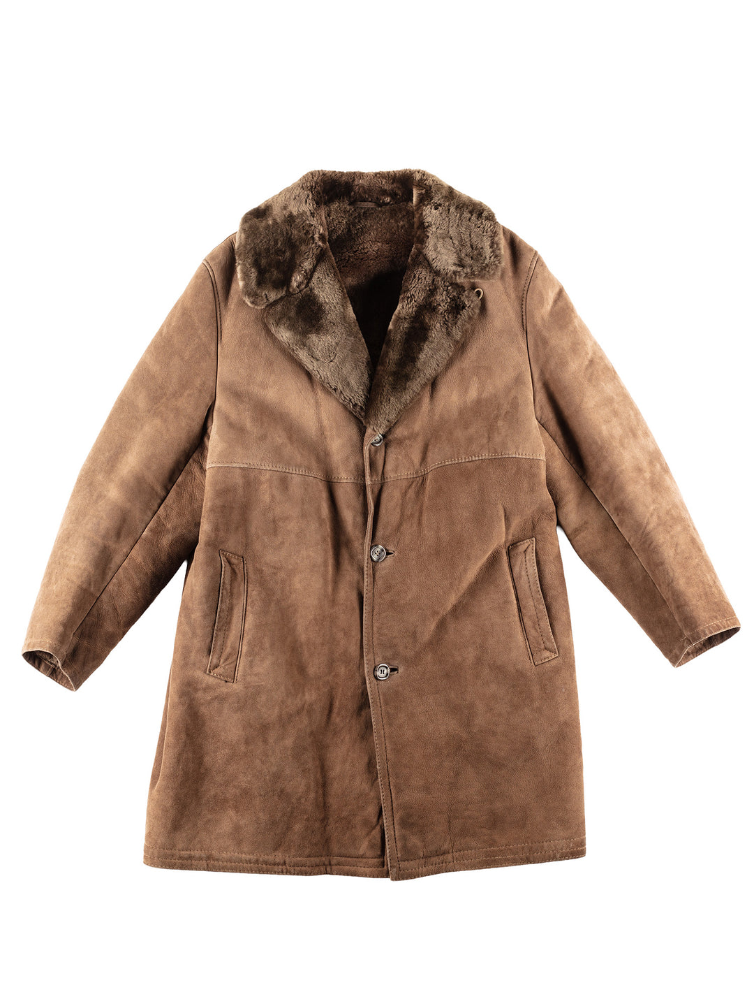 Vintage 80's Men Sheepskin Coat in Brown