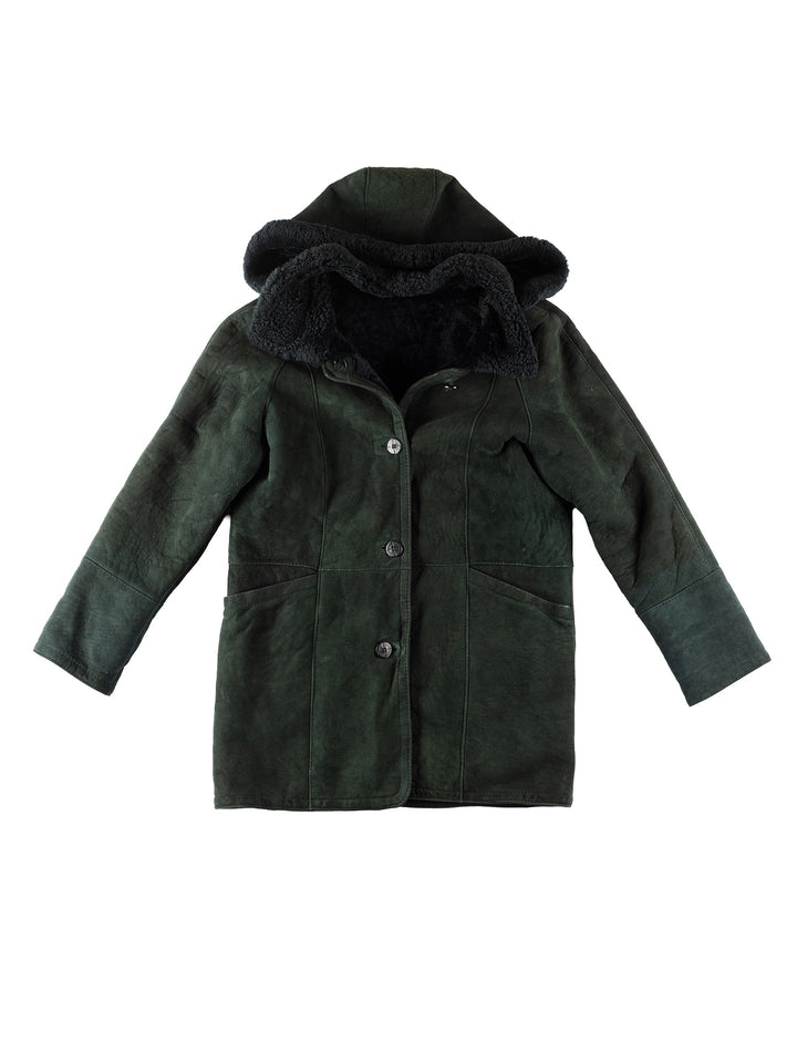 Vintage 90's Men Sheepskin Coat in GreenMN188