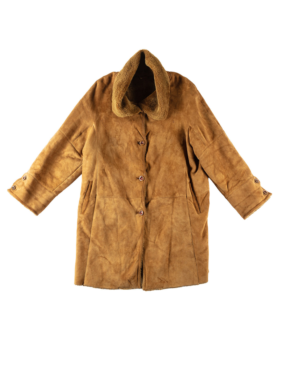 Vintage 80's Women Faux Sheepskin Coat in BrownMN169