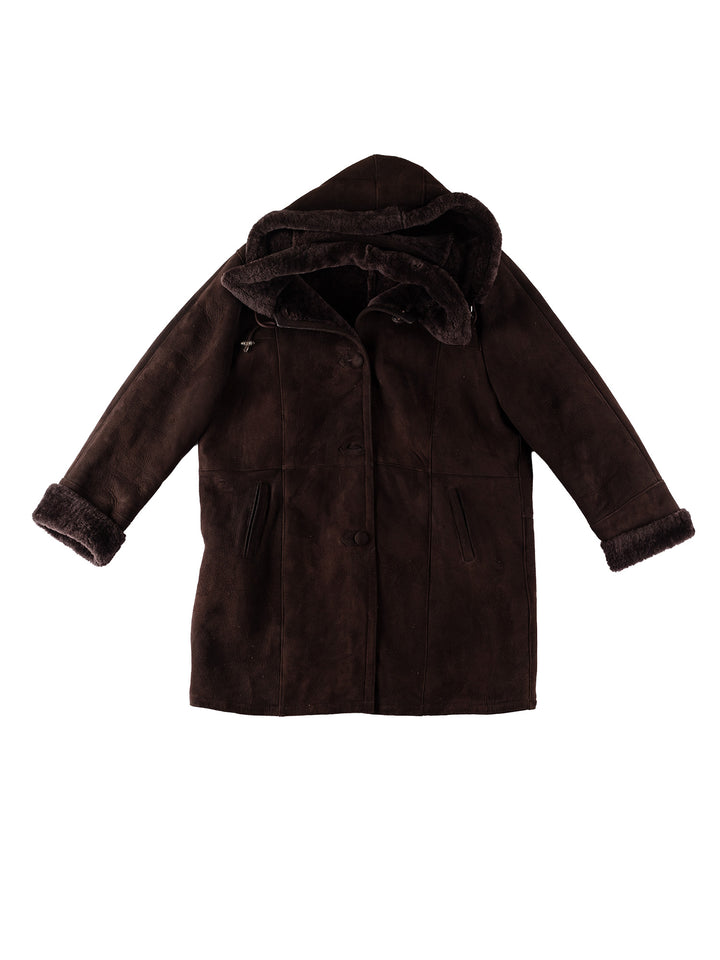 Vintage 80's Women Sheepskin Coat in BrownMN534