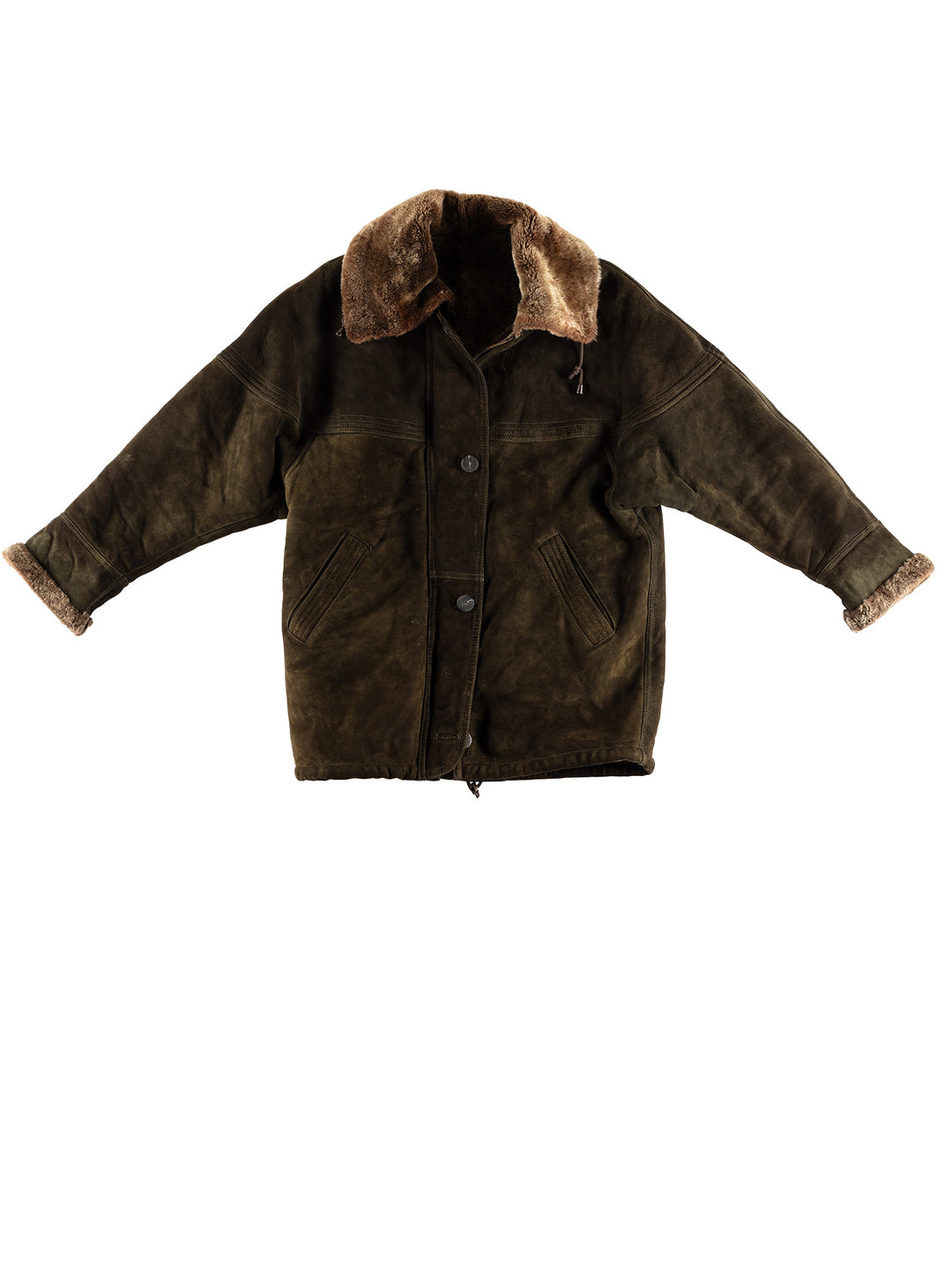 Vintage 80's Women Sheepskin Coat in GreenMN663