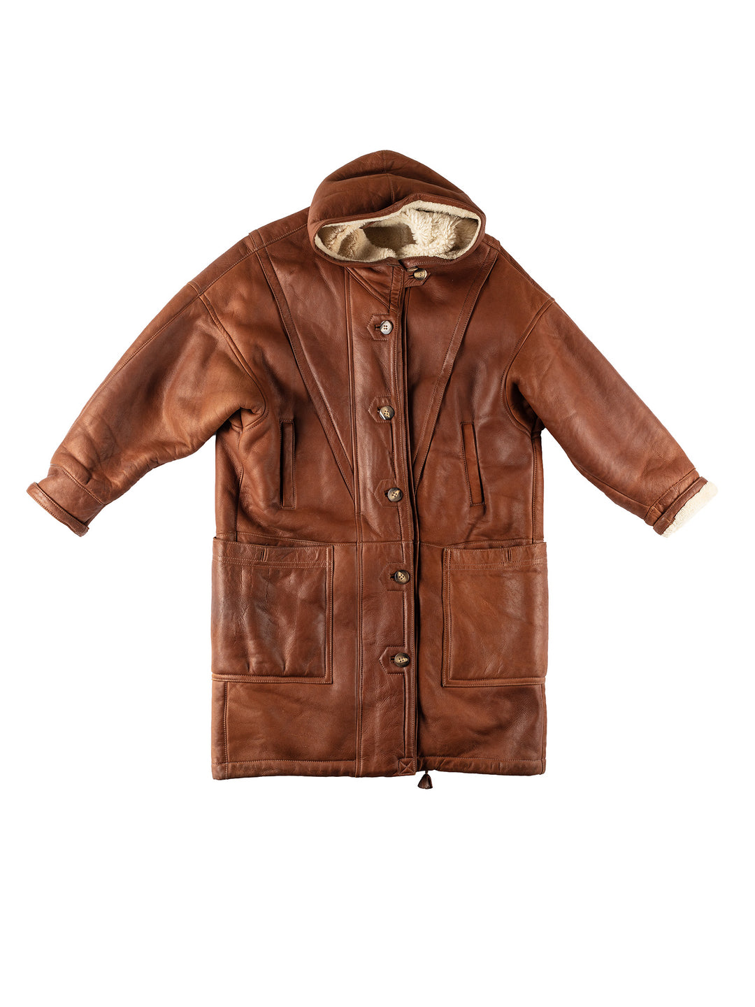 Vintage 80's Women Sheepskin Coat in Brown