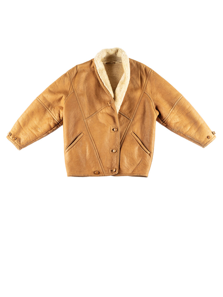 Vintage 80's Women Sheepskin Coat in BrownMN422